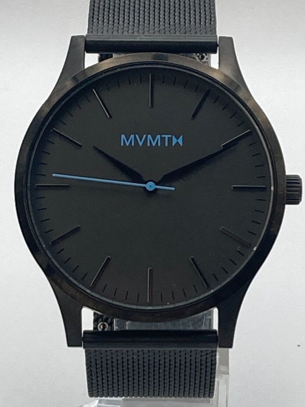 MVMT 40 Series Men's Watch 40mm Black Blue Adjustable Mesh Band New Battery